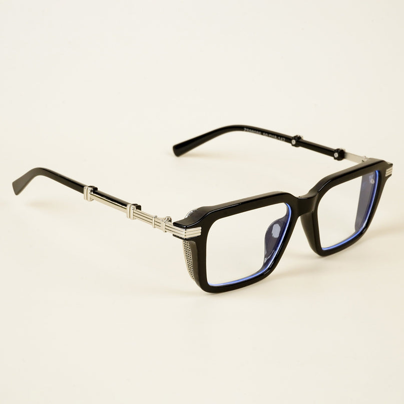 Voyage Goat Black & Silver Square Eyeglasses for Men & Women - MG4824-C2