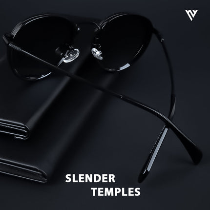Captain | Matte Black Wayfarer Polarized Sunglasses - PMG3980