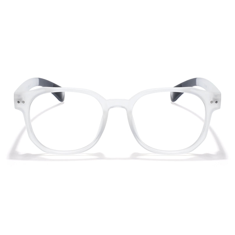Eyejack Thunder Matt Transparent Round Eyeglasses for Men & Women (1387CL562-C4)