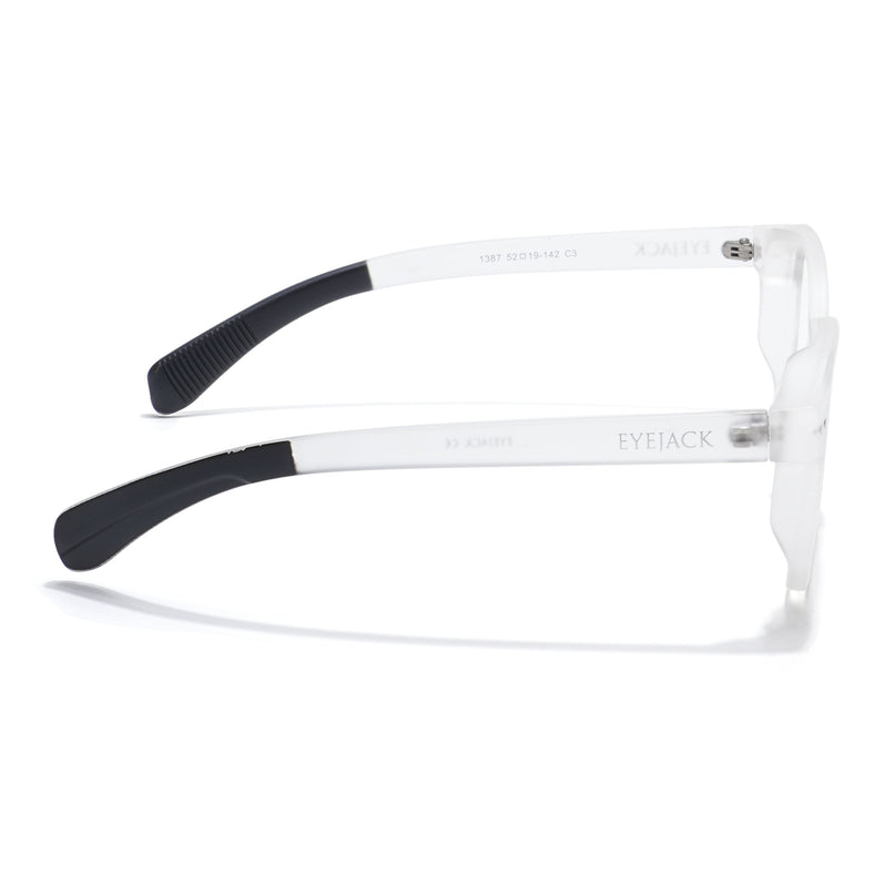 Eyejack Thunder Matt Transparent Round Eyeglasses for Men & Women (1387CL562-C4)