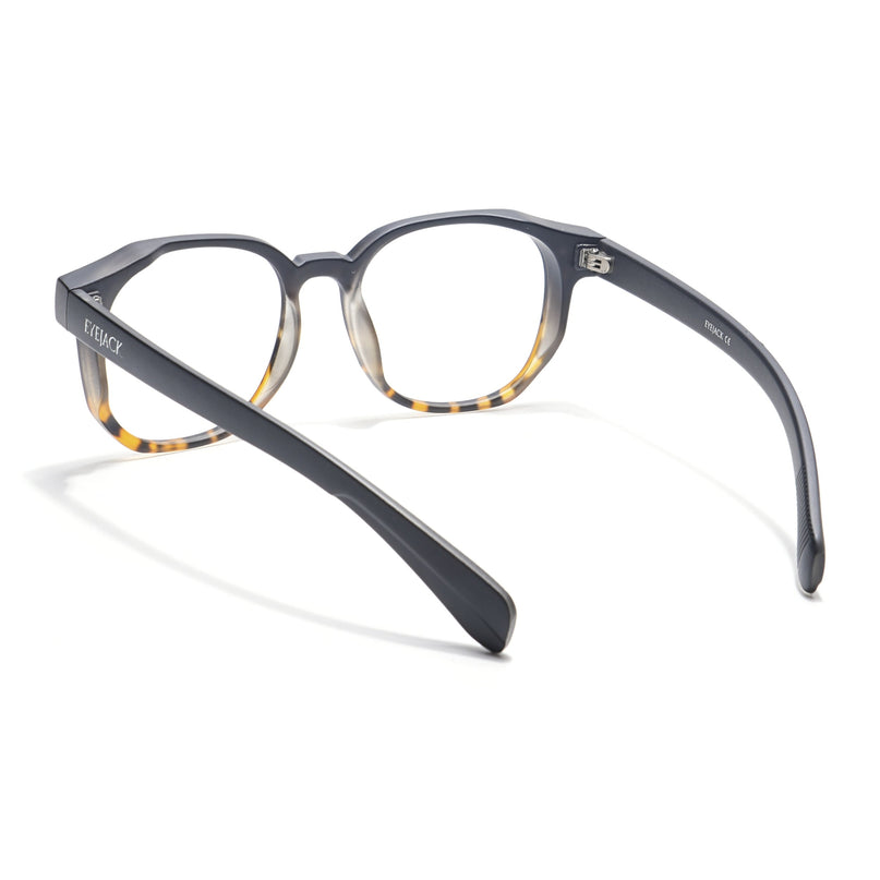 Eyejack Thunder Black & Demi Brown Round Eyeglasses for Men & Women (1387CL563-C5)