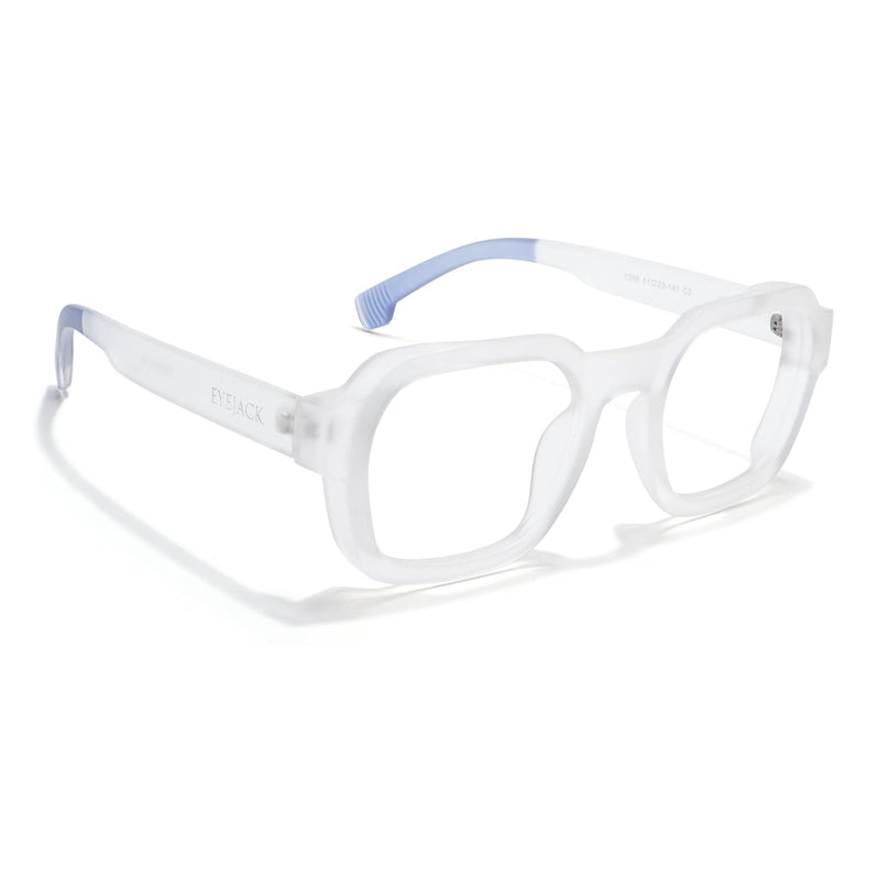 Eyejack Thunder Matt Transparent Square Eyeglasses for Men & Women (1388CL565-C2)