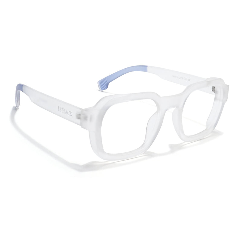 Eyejack Thunder Matt Transparent Square Eyeglasses for Men & Women (1388CL565-C2)