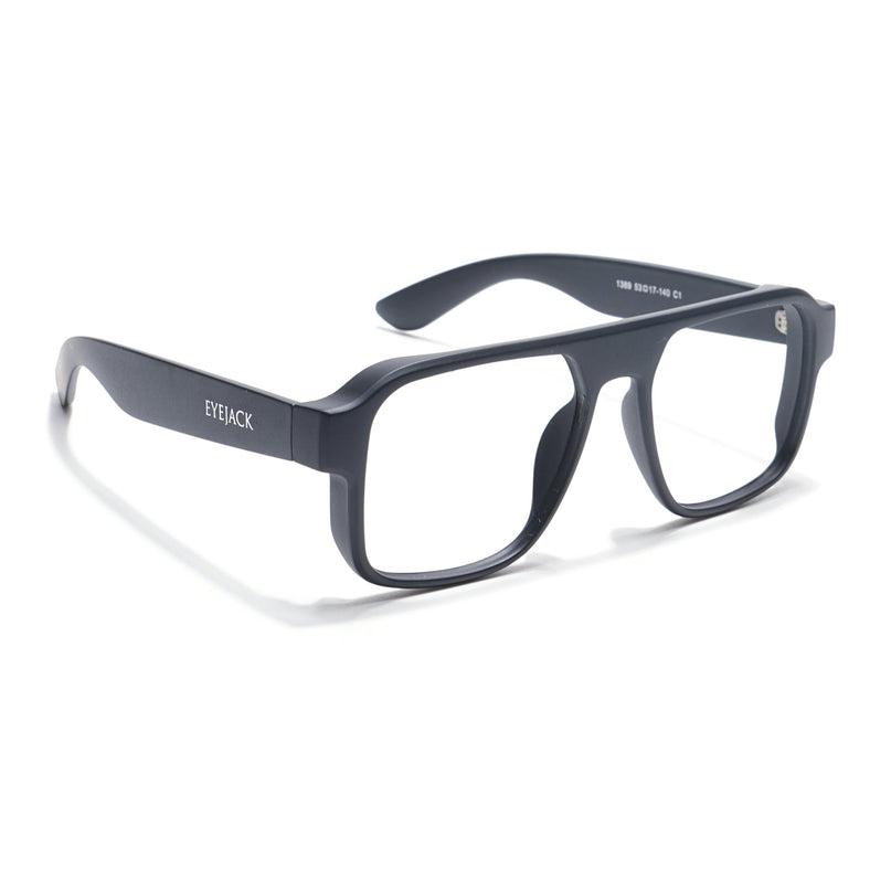Eyejack Thunder Black Square Eyeglasses for Men & Women (1389CL569-C1)
