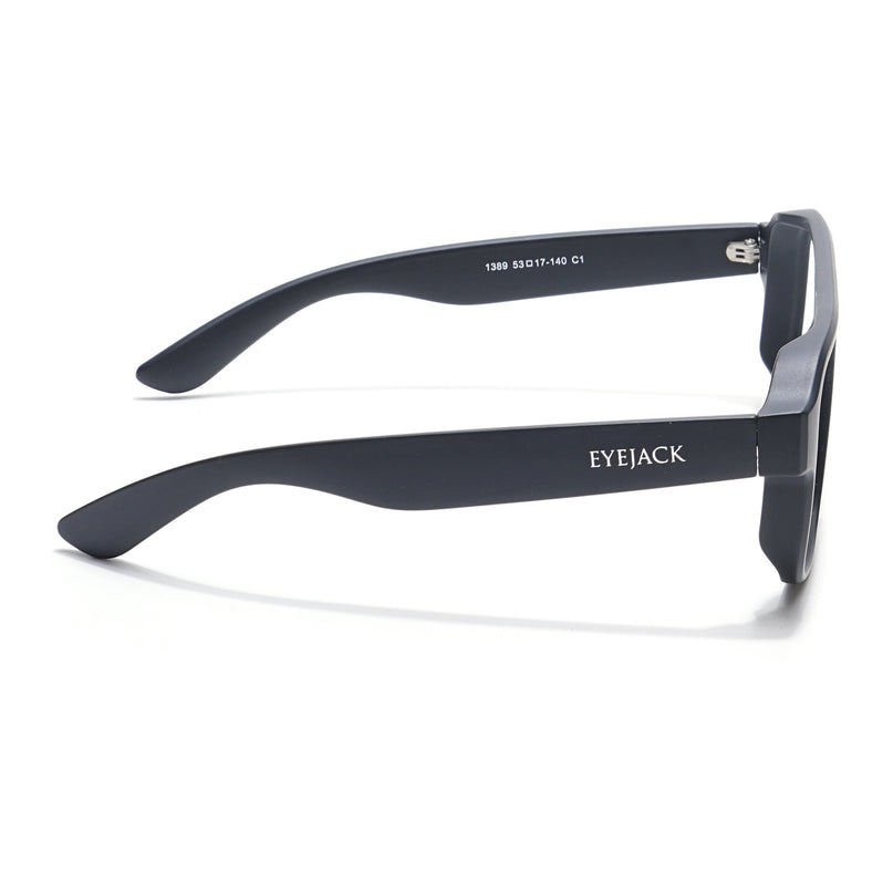 Eyejack Thunder Black Square Eyeglasses for Men & Women (1389CL569-C1)