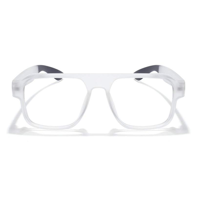 Eyejack Thunder Matt Transparent Square Eyeglasses for Men & Women (1389CL570-C2)