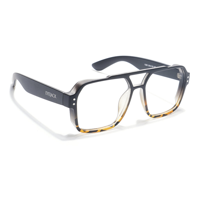 Eyejack Thunder Black & Demi Brown Wayfarer Eyeglasses for Men & Women (1390CL578-C5)