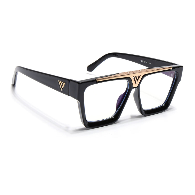 Voyage Exclusive Shine Black & Golden Wayfarer Eyeglasses for Men & Women - MG5406-C1