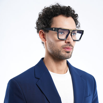 Voyage Exclusive Matt Black & Golden Wayfarer Eyeglasses for Men & Women - MG5844-C2