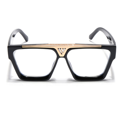 Voyage Exclusive Shine Black & Golden Wayfarer Eyeglasses for Men & Women - MG5406-C1