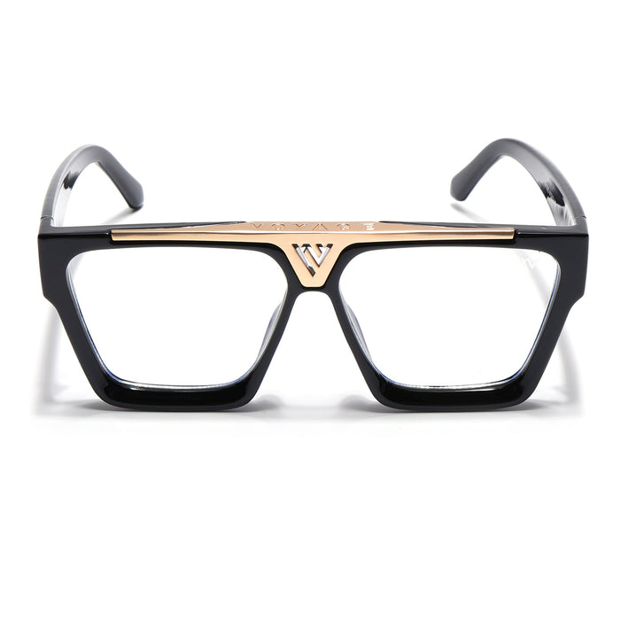 Voyage Exclusive Shine Black & Golden Wayfarer Eyeglasses for Men & Women - MG5406-C1