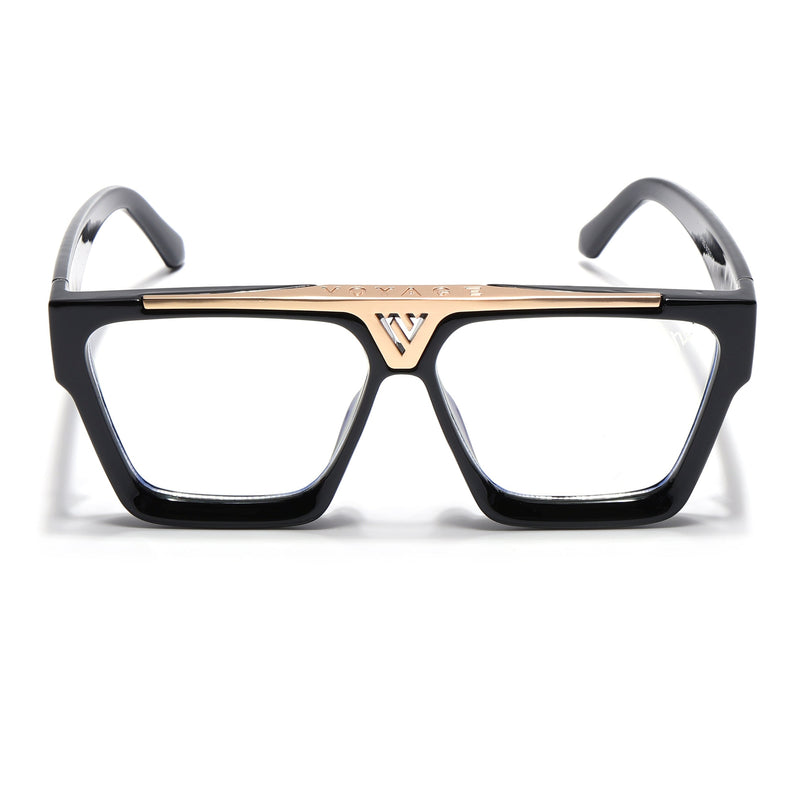 Voyage Exclusive Shine Black & Golden Wayfarer Eyeglasses for Men & Women - MG5406-C1
