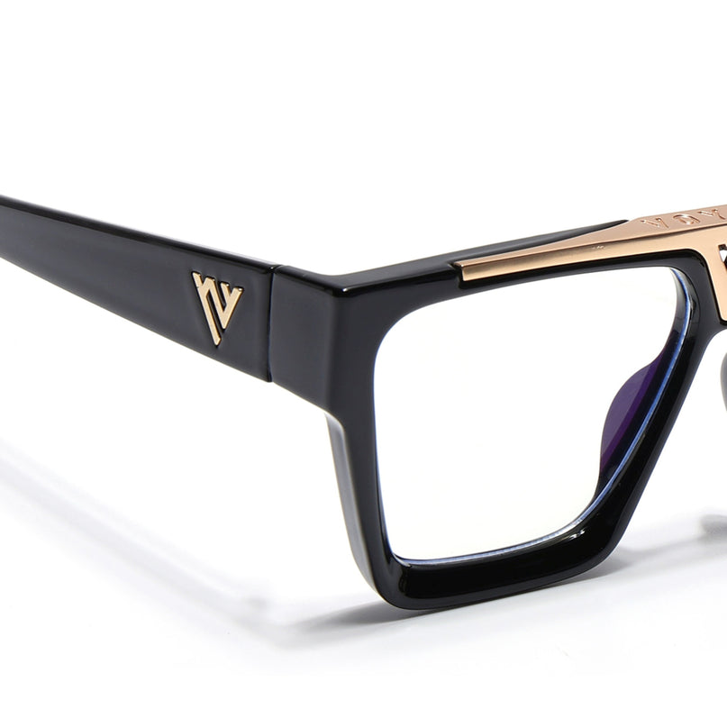 Voyage Exclusive Shine Black & Golden Wayfarer Eyeglasses for Men & Women - MG5406-C1