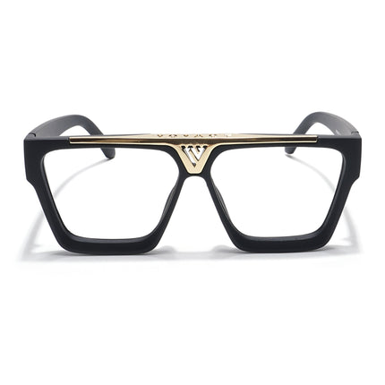 Voyage Exclusive Matt Black & Golden Wayfarer Eyeglasses for Men & Women - MG5844-C2