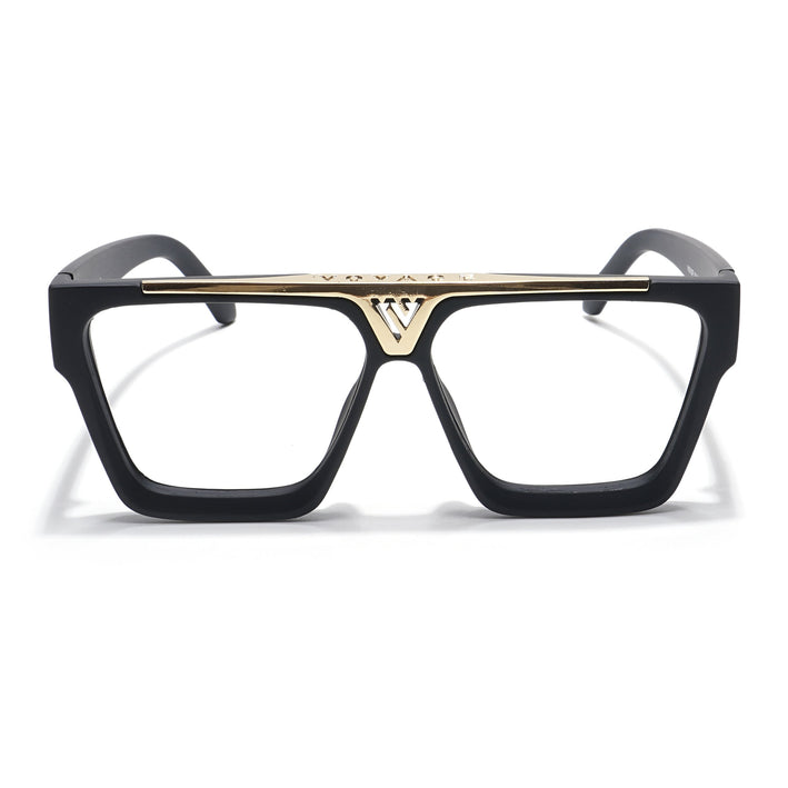 Voyage Exclusive Matt Black & Golden Wayfarer Eyeglasses for Men & Women - MG5844-C2