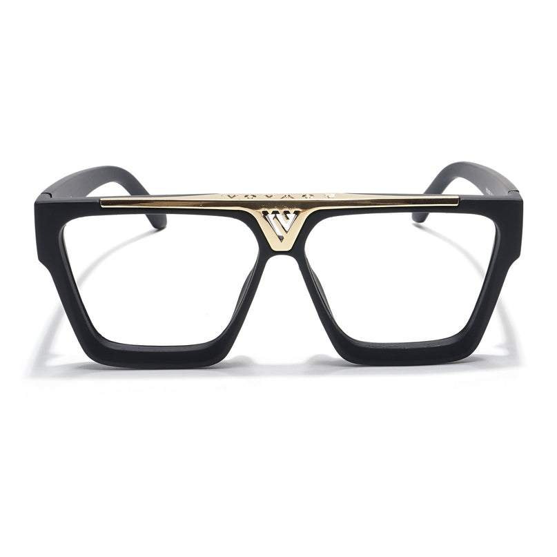 Voyage Exclusive Matt Black & Golden Wayfarer Eyeglasses for Men & Women - MG5844-C2