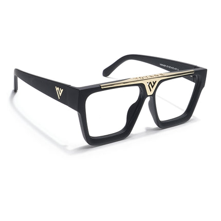 Voyage Exclusive Matt Black & Golden Wayfarer Eyeglasses for Men & Women - MG5844-C2
