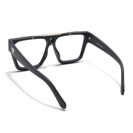 Voyage Exclusive Matt Black & Golden Wayfarer Eyeglasses for Men & Women - MG5844-C2