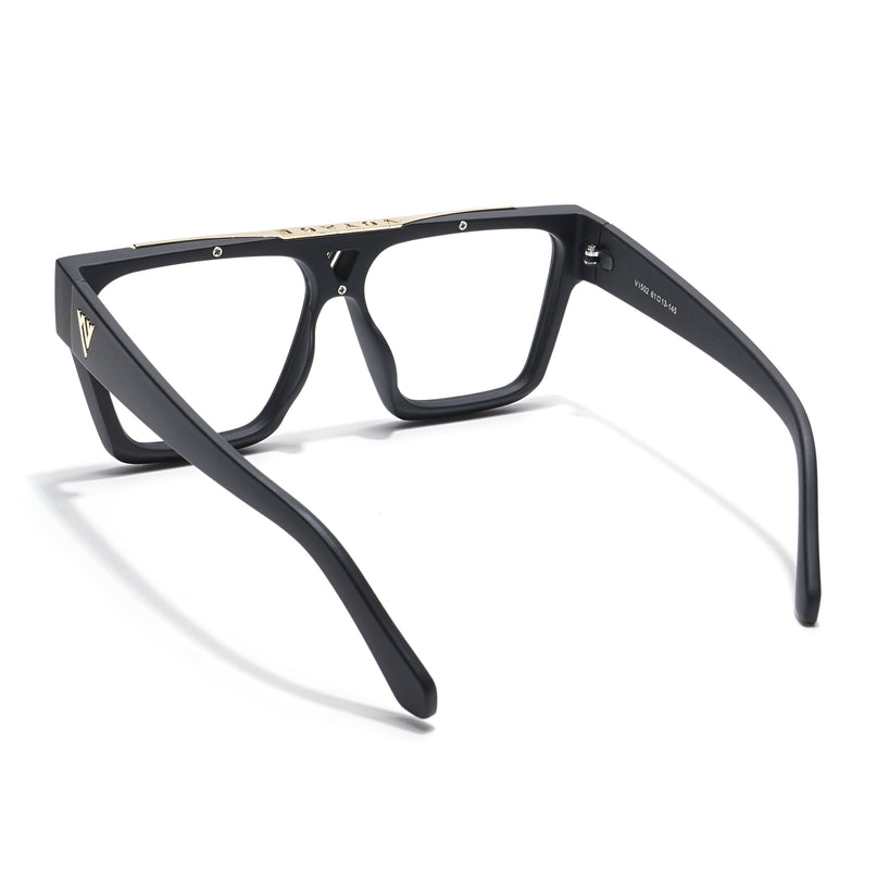 Voyage Exclusive Matt Black & Golden Wayfarer Eyeglasses for Men & Women - MG5844-C2