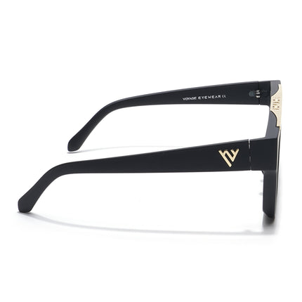 Voyage Exclusive Matt Black & Golden Wayfarer Eyeglasses for Men & Women - MG5844-C2