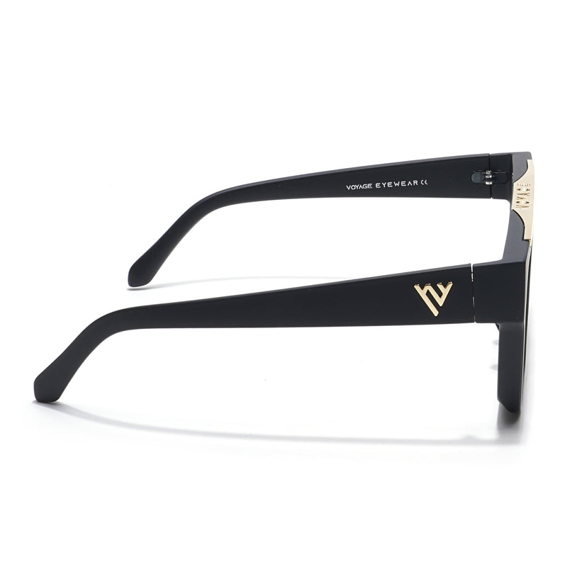 Voyage Exclusive Matt Black & Golden Wayfarer Eyeglasses for Men & Women - MG5844-C2