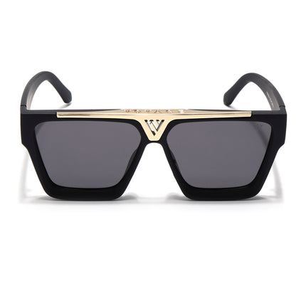 Predator |  Wayfarer  Polarized Sunglasses (Black Lens | Matt Black & Golden Frame - PMG5407)