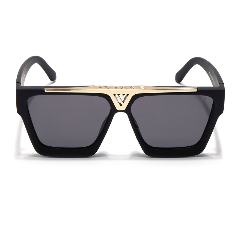 Predator |  Wayfarer  Polarized Sunglasses (Black Lens | Matt Black & Golden Frame - PMG5407)