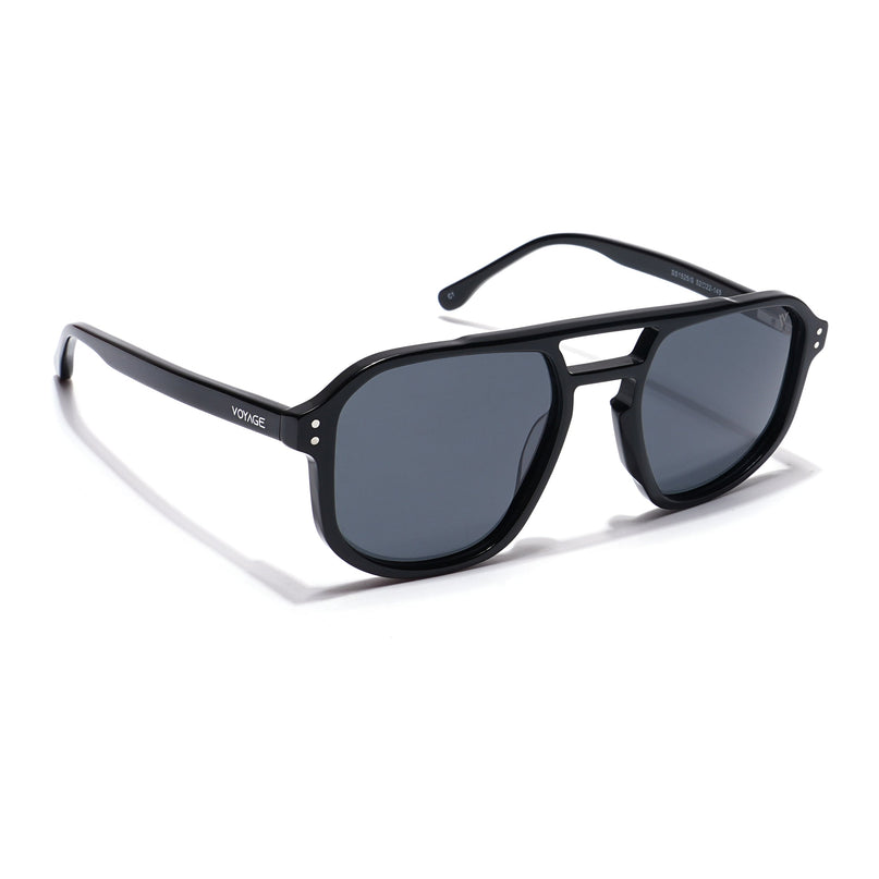 Voyage Select Square Polarized Sunglasses (Black Lens | Shine Black Frame - SLPMG5979)