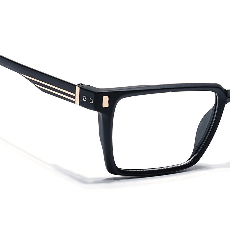 Eyejack Black Rectangle Eyeglasses for Men & Women (162001FCL2436)