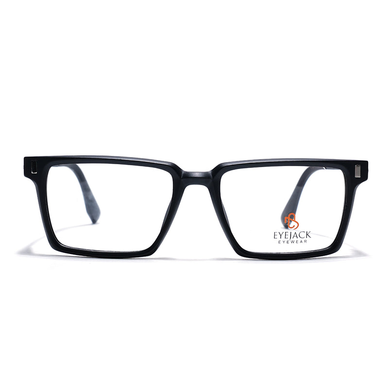 Eyejack Black Rectangle Eyeglasses for Men & Women (162001FCL2437)