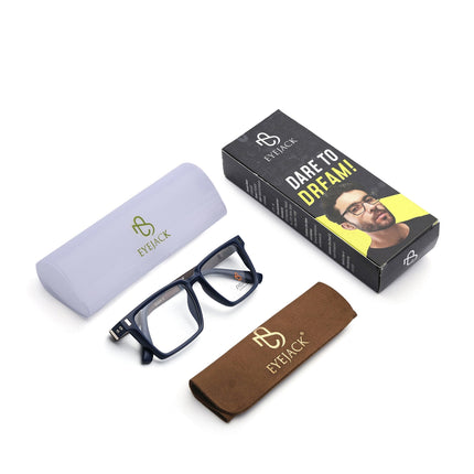 Eyejack Blue Rectangle Eyeglasses for Men & Women (162001FCL2442)