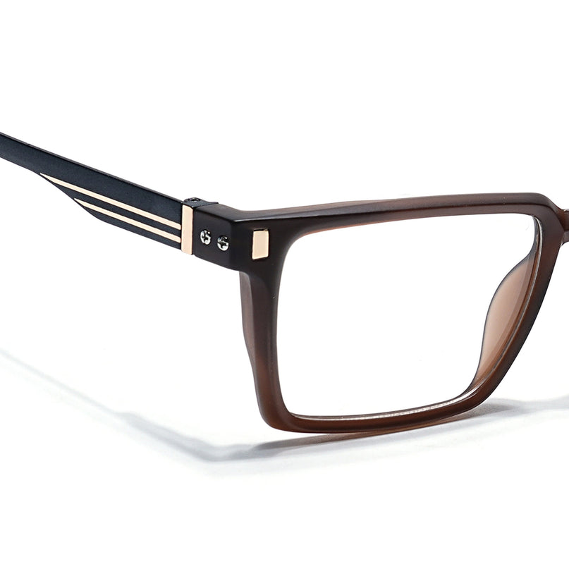 Eyejack Brown Rectangle Eyeglasses for Men & Women (162001FCL2445)