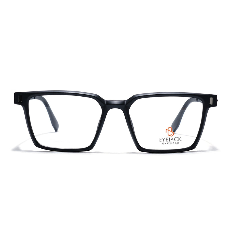 Eyejack Black Rectangle Eyeglasses for Men & Women (162002FCL2449)