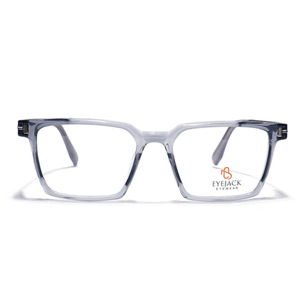 Eyejack Transparent Grey Rectangle Eyeglasses for Men & Women (162002FCL2453)