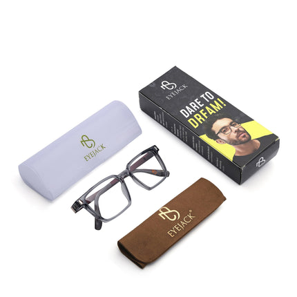 Eyejack Transparent Grey Rectangle Eyeglasses for Men & Women (162002FCL2453)