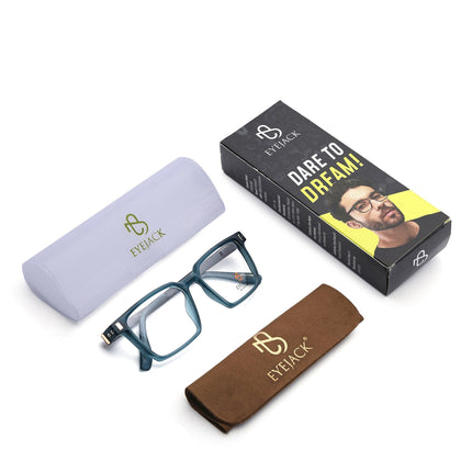Eyejack Sea Green Rectangle Eyeglasses for Men & Women (162002FCL2455)