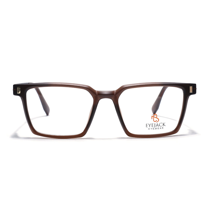 Eyejack Brown Rectangle Eyeglasses for Men & Women (162002FCL2457)