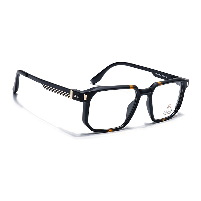 Eyejack Black & Brown Wayfarer Eyeglasses for Men & Women (162003FCL2462)
