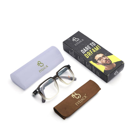 Eyejack Black & Grey Wayfarer Eyeglasses for Men & Women (162003FCL2464)