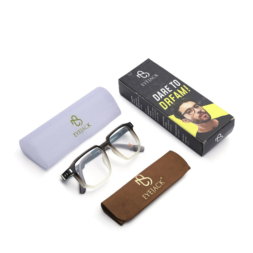 Eyejack Black & Grey Wayfarer Eyeglasses for Men & Women (162003FCL2464)