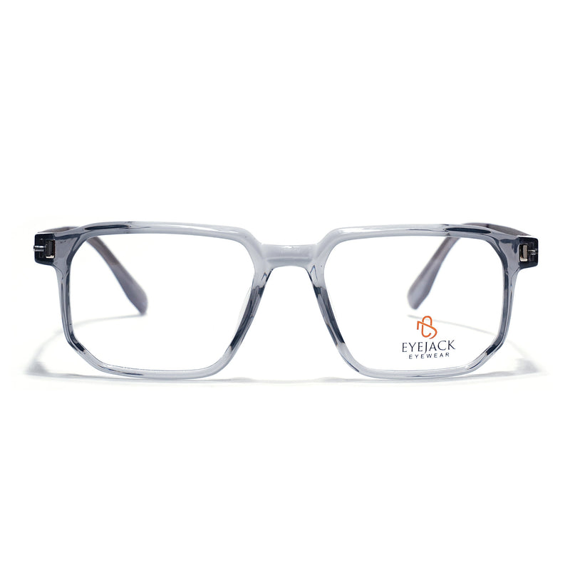Eyejack Transparent Grey Wayfarer Eyeglasses for Men & Women (162003FCL2465)