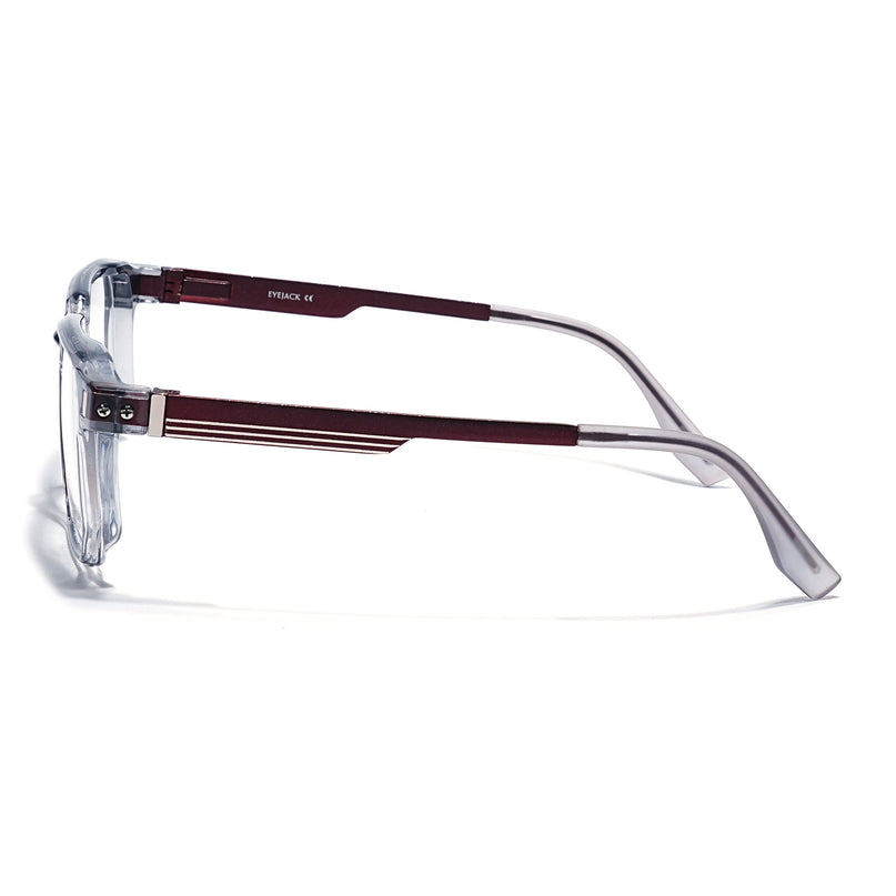 Eyejack Transparent Grey Wayfarer Eyeglasses for Men & Women (162003FCL2465)