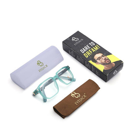 Eyejack Aqua Wayfarer Eyeglasses for Men & Women (162003FCL2468)