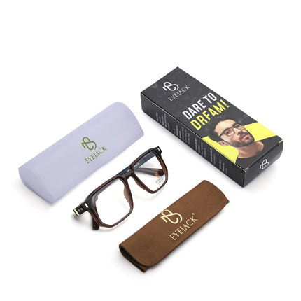 Eyejack Brown Wayfarer Eyeglasses for Men & Women (162003FCL2469)