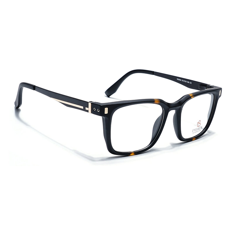 Eyejack Black & Brown Wayfarer Eyeglasses for Men & Women (162004FCL2474)
