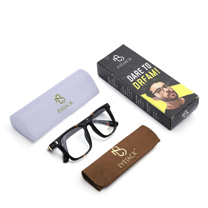 Eyejack Black & Brown Wayfarer Eyeglasses for Men & Women (162004FCL2474)