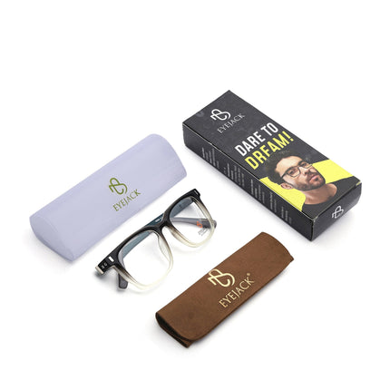 Eyejack Black & Grey Wayfarer Eyeglasses for Men & Women (162004FCL2476)