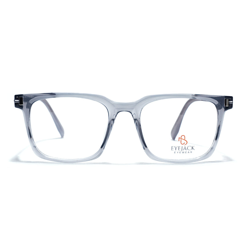 Eyejack Transparent Grey Wayfarer Eyeglasses for Men & Women (162004FCL2477)