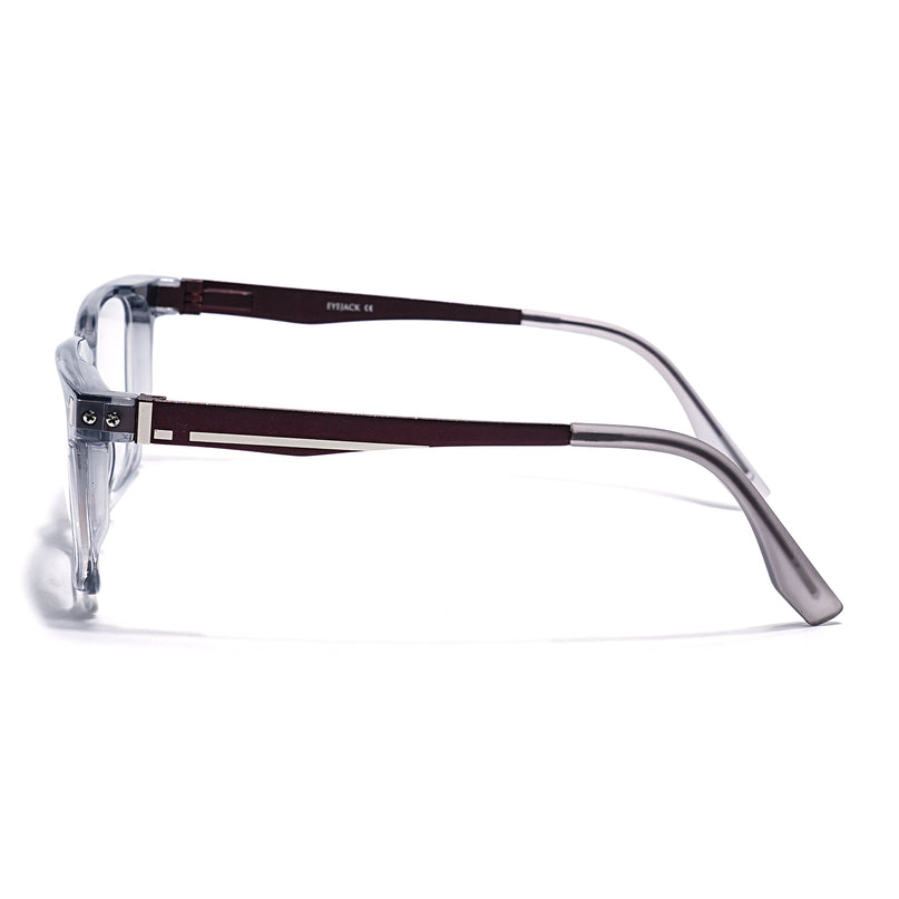 Eyejack Transparent Grey Wayfarer Eyeglasses for Men & Women (162004FCL2477)