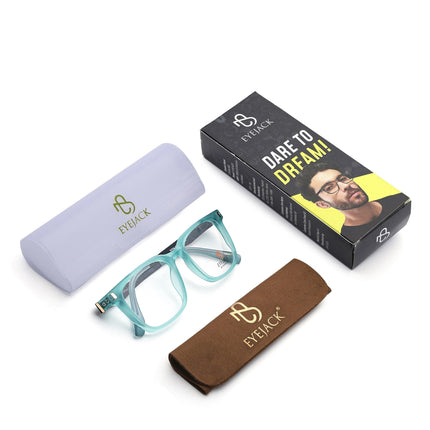 Eyejack Aqua Wayfarer Eyeglasses for Men & Women (162004FCL2480)